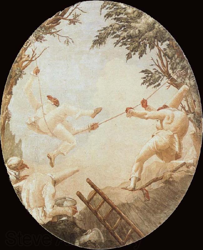 TIEPOLO, Giovanni Domenico Pulcinelle on the Tightrope Spain oil painting art